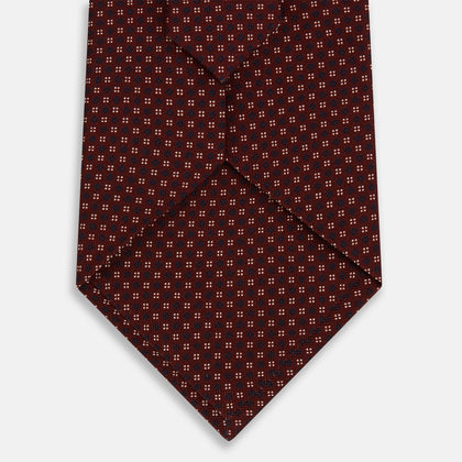 Burgundy Geometric Motif Silk Tie Image 2