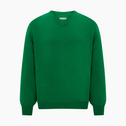 Grass Green Cashmere V-neck Jumper Image 4