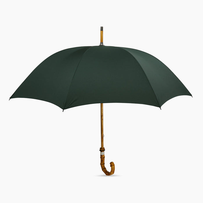 Forest Green Umbrella with Whangee Crook Handle Image 3