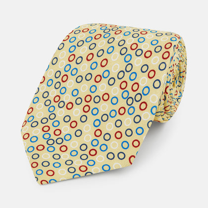 Multi-coloured Circle Yellow Silk Tie