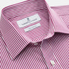 View 3 of product The Turnbull & Asser Purple & White Stripe Weekend Fit Shirt features a Derby collar, chest pocket, and 1-button cuffs—ideal for casual weekends.