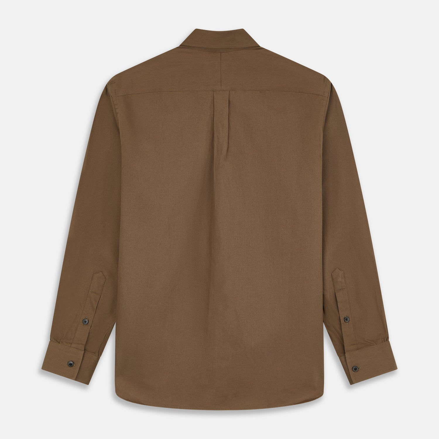 View 3 of product The Turnbull & Asser Khaki Weekend Fit Hayne Shirt features a Dorset collar and 1-button cuffs. Displayed on a plain white background.