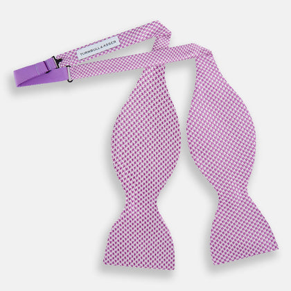 Pink and White Hounstooth Silk Bow Tie Image 1