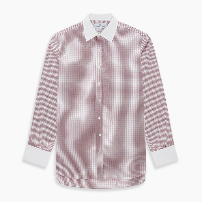 Red Micro Check Shirt with Contrast T&A Collar and Cuffs Image 6
