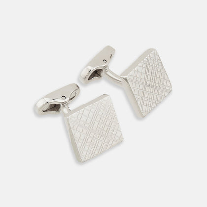 Silver Grid Square Cufflinks