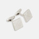 Turnbull & Assers Silver Grid Square Cufflinks feature a geometric crisscross pattern, offering refined elegance and displayed against a white background.