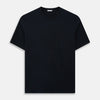 View 1 of product A versatile, high-quality navy short-sleeve t-shirt by Turnbull & Asser, featuring a classic crew neckline, laid flat on a white background.