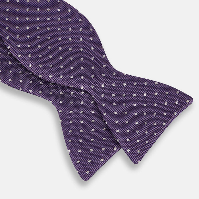 Lilac and Royal Purple Micro Dot Silk Bow Tie Image 2