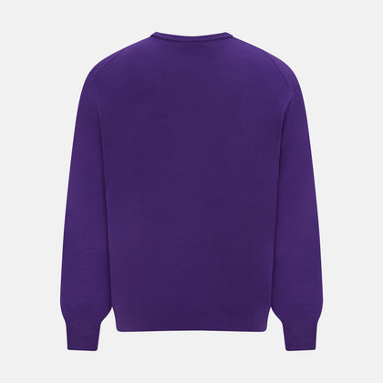 Purple Merino Round Neck Jumper Image 2