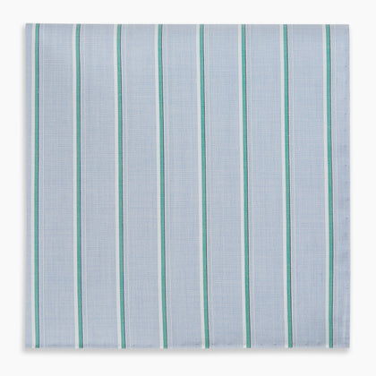 Blue and Green Multi Stripe Hand-Rolled Handkerchief Image 3