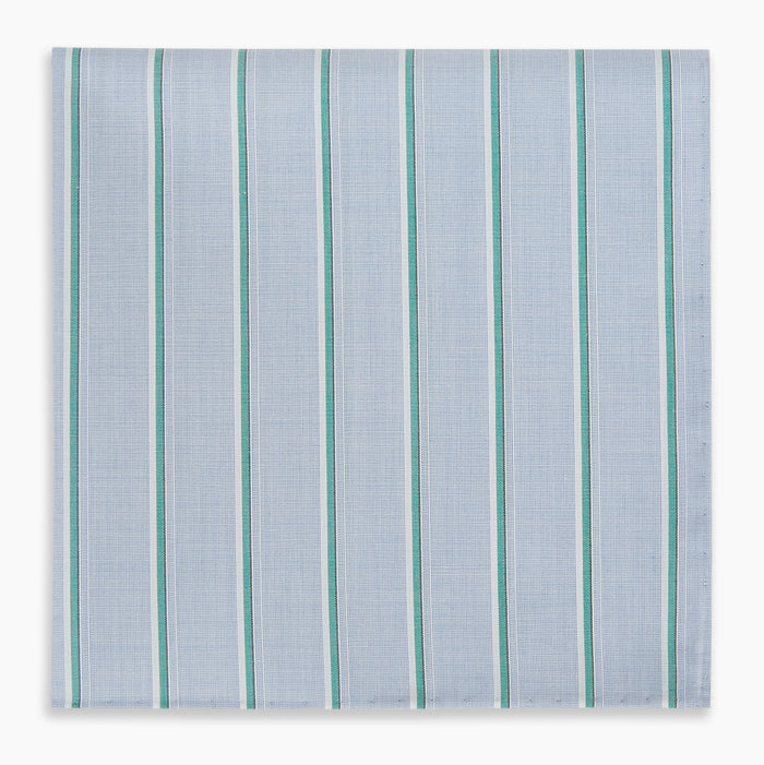 Blue and Green Multi Stripe Hand-Rolled Handkerchief Image 3