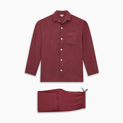 Burgundy Silk Pyjama Set Image 7