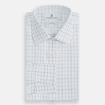 Blue Grid Check Mayfair Shirt Image 4