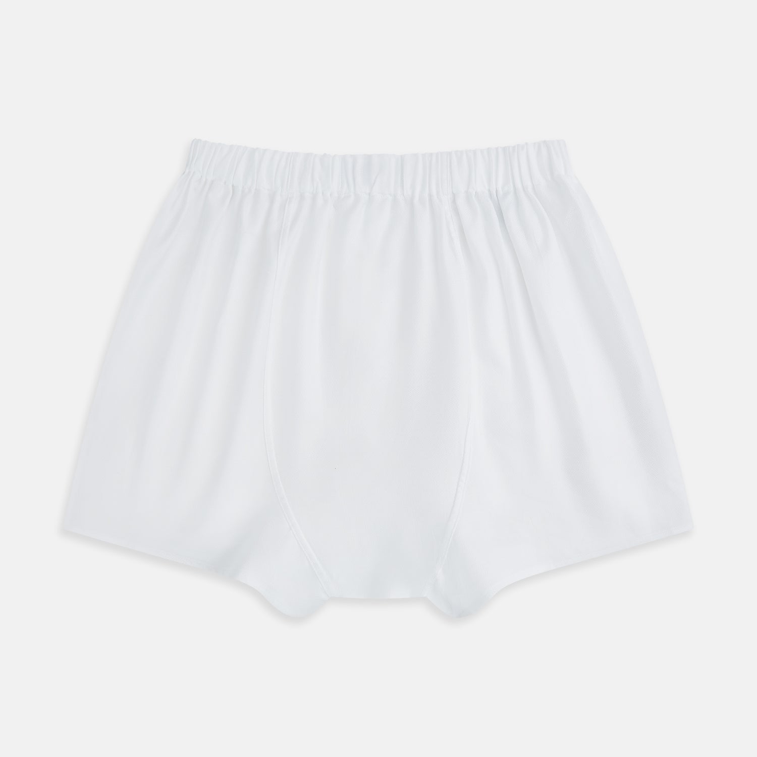 View 2 of product The Plain White Godfrey Boxer Shorts by Turnbull & Asser are crafted from premium Italian cotton with an elastic waistband, shown flat on a white background.