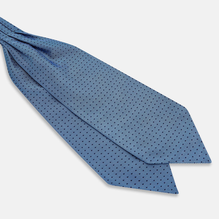 Navy and Blue Micro Dot Silk Cravat Image 2