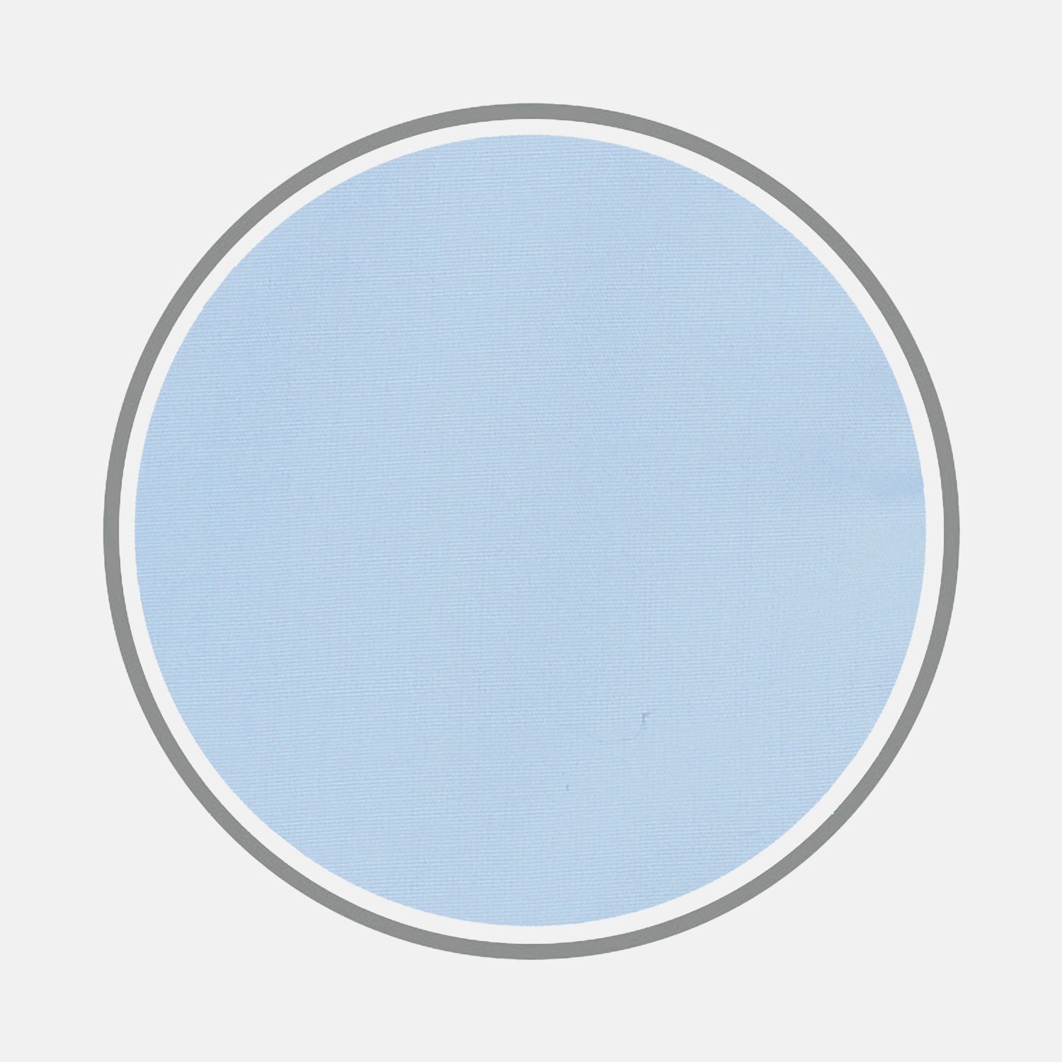 View 1 of product A circular swatch of Turnbull & Asser Light Blue Sea Island Quality Cotton Fabric, subtly textured and bordered by thin gray and white rings, displayed on a plain white background.