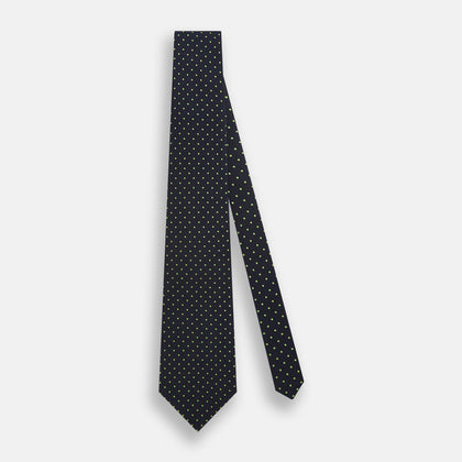 Green and Navy Micro Dot Silk Tie Image 1