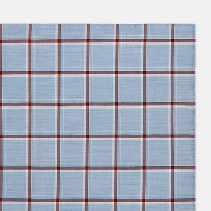 Blue and Burgundy Windowpane Check Hand-Rolled Handkerchief Image 2