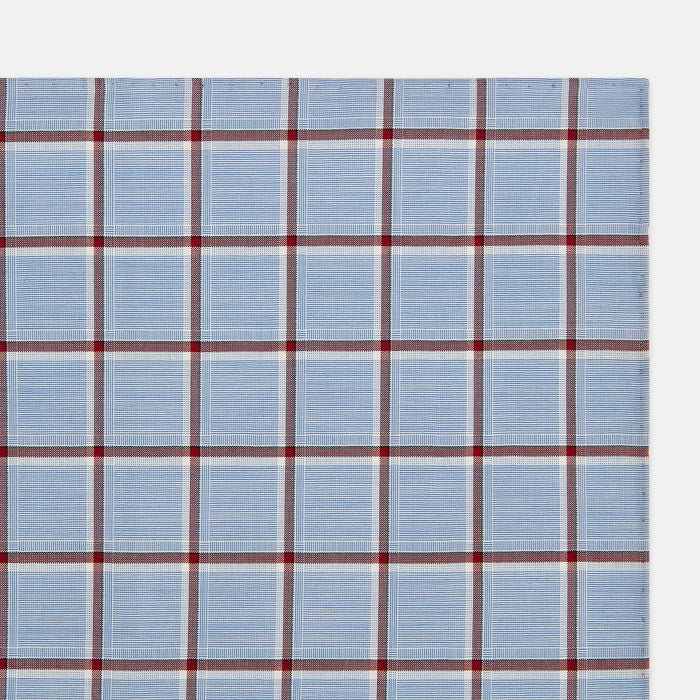 Blue and Burgundy Windowpane Check Hand-Rolled Handkerchief Image 2
