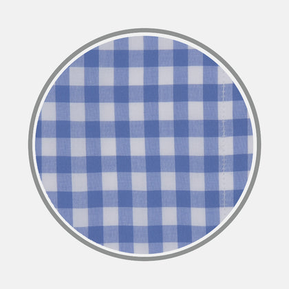 Blue Wide Gingham Check Cotton Fabric Image 1