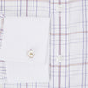 View 4 of product The Turnbull & Asser Purple Multi Plaid Check Shirt features a spread collar, double cuffs, and a fitted silhouette. Its bold plaid pattern and contrast collar add a modern touch to classic British style. Displayed on a plain white background.