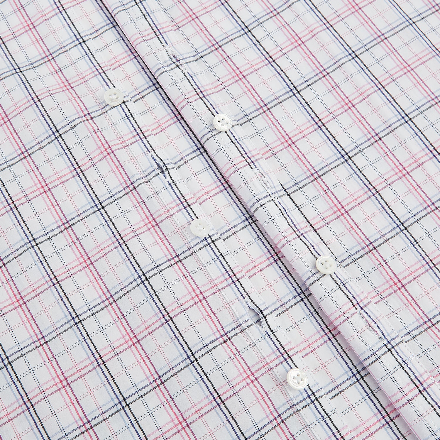 View 7 of product The Purple and Blue Multi Check Westminster Shirt by Turnbull & Asser features a refined plaid pattern, long sleeves, and button-up design—displayed flat to showcase hallmark British craftsmanship.