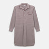 View 1 of product The Turnbull & Asser Burgundy Micro Check Winston Long Nightshirt is knee-length with long sleeves, brown and white micro checks, a collar, chest pocket with piping, and a front button placket.