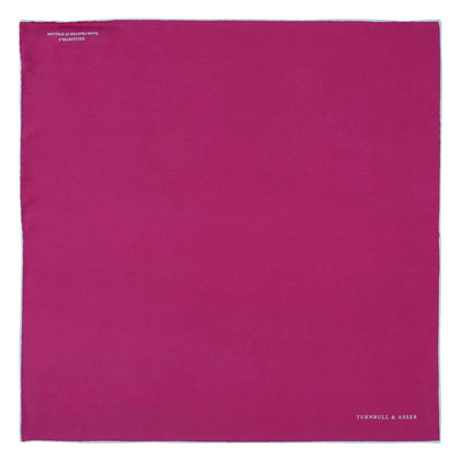 Fuchsia and White Piped Silk Pocket Square Image 1