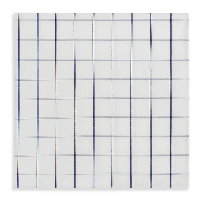 Dark Navy Double-Line Check Hand-Rolled Handkerchief Image 3