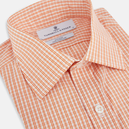 Orange Micro Check Mayfair Shirt Image 1