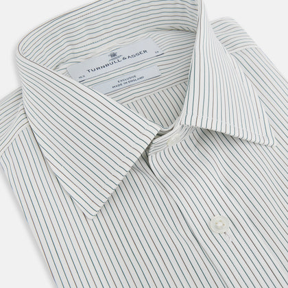 Green and Brown Ticking Stripe Mayfair Shirt Image 1