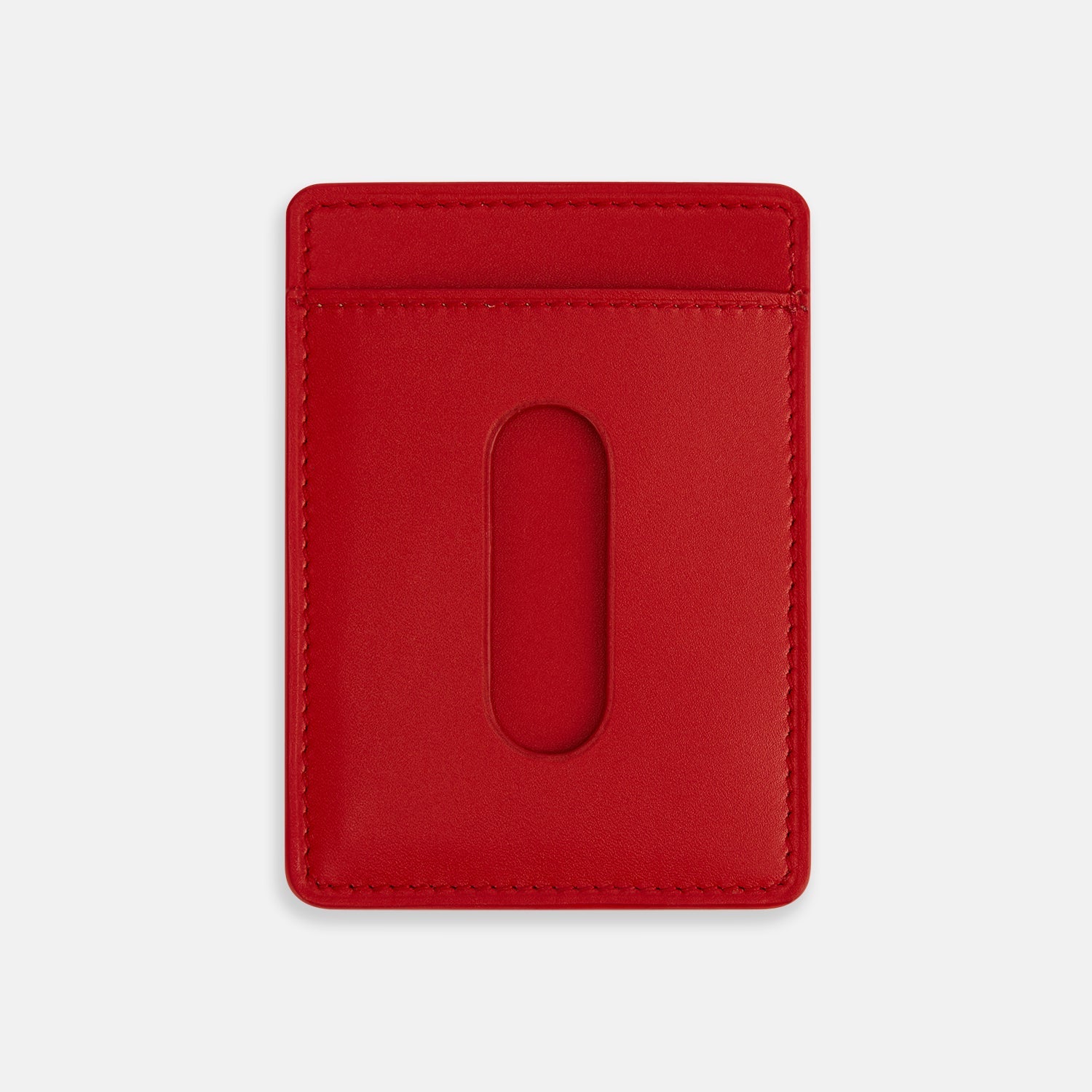View 2 of product A vibrant red Turnbull & Asser Two-slot Card Case, crafted from Italian leather with the brand name embossed in white, is shown on a plain white background—a sleek and minimalist accessory.