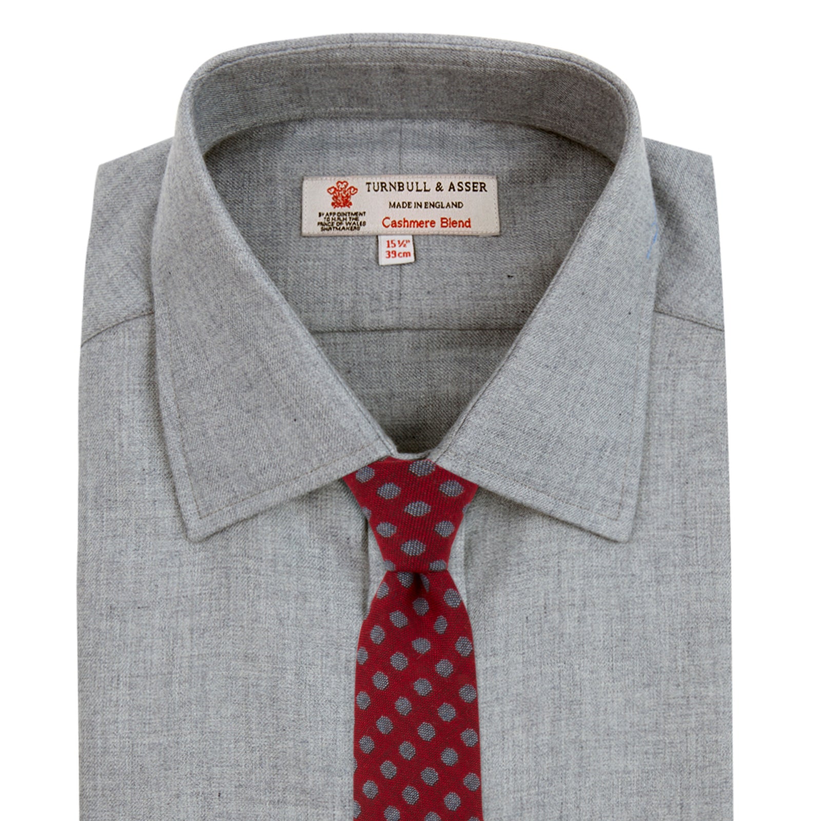 View 4 of product Grey Cashmere Blend Classic Shirt with T & A Collar
