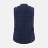 View 3 of product The Turnbull & Asser Navy and Purple Plaid Check Padded Gilet is sleeveless, has a front zipper, two zippered side pockets, a small chest pocket, and is shown on a plain white background.
