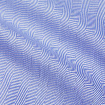 Blue Herringbone Regular Fit Shirt With Kent Collar Image 1