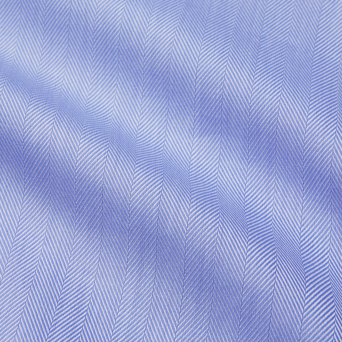 Blue Herringbone Regular Fit Shirt With Kent Collar Image 1