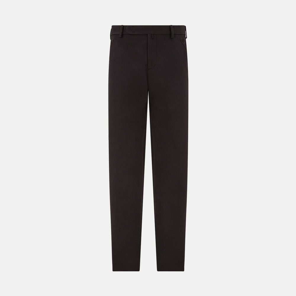 The Brown Henry B Trousers by Turnbull & Asser are straight-leg trousers made from premium Italian cotton, with belt loops, front button and zipper closure, shown against a plain white background.