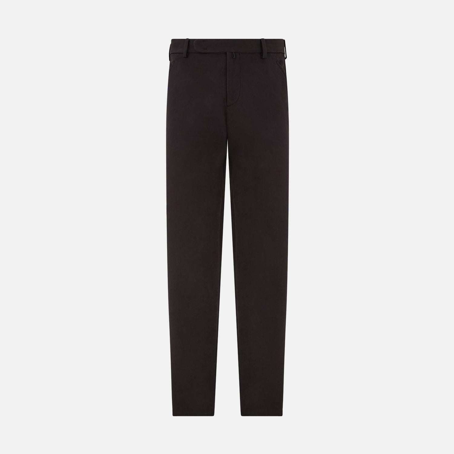 View 1 of product The Brown Henry B Trousers by Turnbull & Asser are straight-leg trousers made from premium Italian cotton, with belt loops, front button and zipper closure, shown against a plain white background.