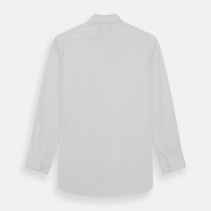 Plain White Cotton Shirt with T&A Collar and Double Cuffs Image 4