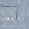 View 4 of product The Turnbull & Asser Blue and Brown Micro Shadow Check Westminster Shirt features a refined collar and white buttons, showcasing timeless British craftsmanship.