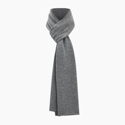 Plain Grey Cashmere Knitted Scarf Image 3