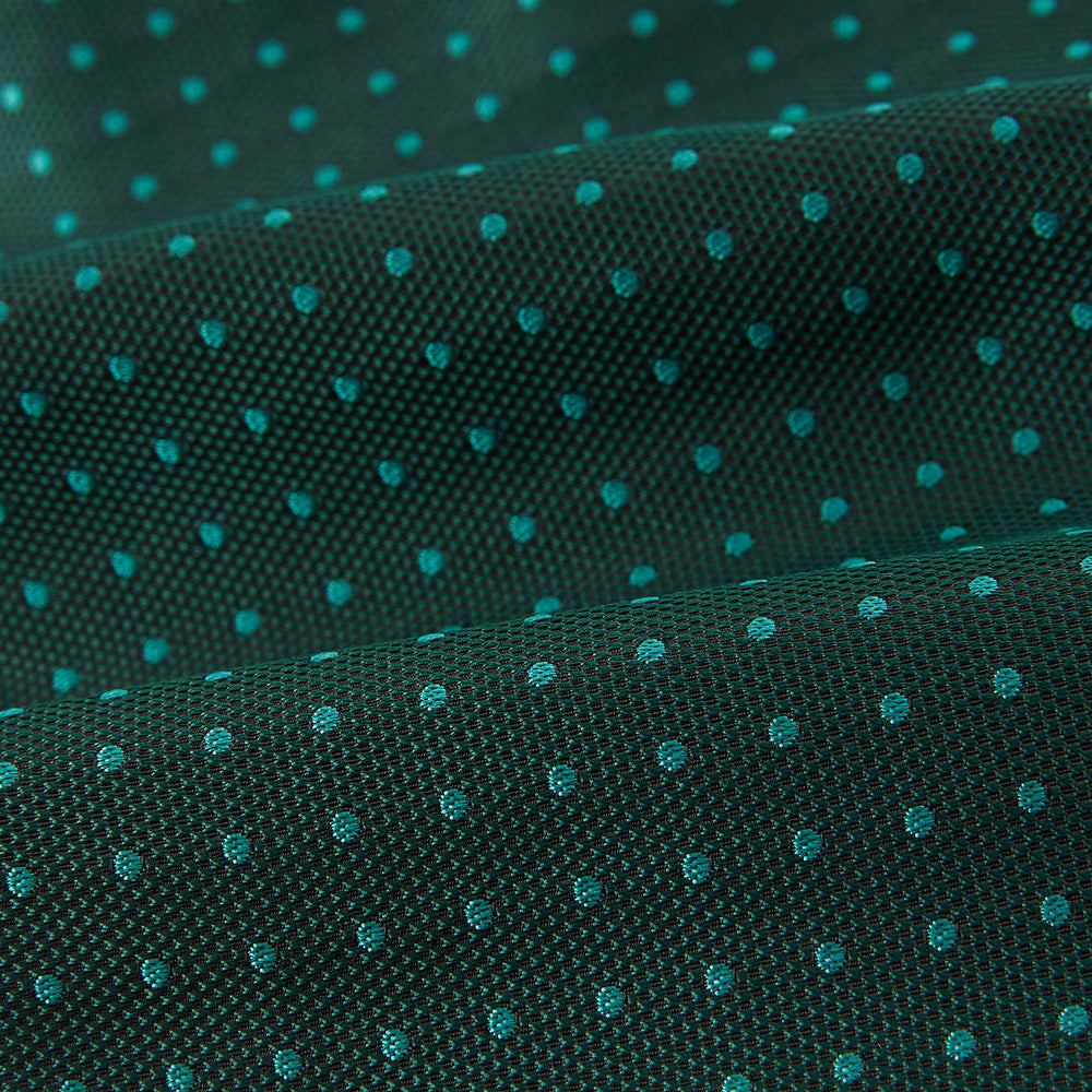 The Turnbull & Asser Blue and Forest Green Micro Dot Silk Cravat pairs perfectly with a dark green pocket square featuring light blue micro dots, ideal for formal looks or adding distinction to your ensemble.
