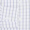 View 4 of product A Dark Navy Double-Line Checked Westminster Shirt by Turnbull & Asser, featuring button-down front, pointed collar, and buttoned cuffs—displaying British craftsmanship—laid flat on a white background.