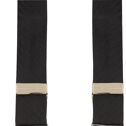 Black Herringbone Adjustable Silk Braces Image 1