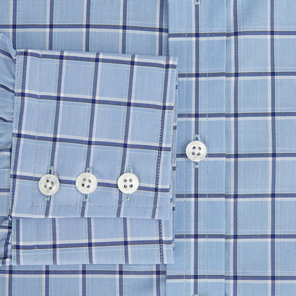 Blue and Navy Windowpane Mayfair Shirt Image 3