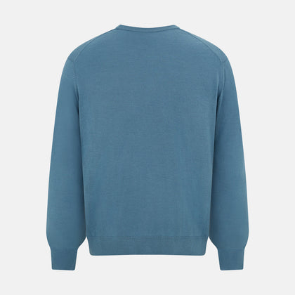 Pale Blue Fine Merino V-Neck Cardigan Image 2