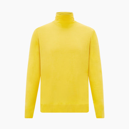 Canary Yellow Fine Merino High Neck Jumper Image 4