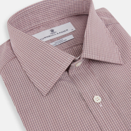 Burgundy Micro Shadow Check Mayfair Shirt Image 1