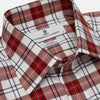 View 4 of product The Turnbull & Asser Red Check Shirt, featuring a T&A collar and 3-button cuffs, is displayed laid flat on a white background.