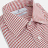 View 2 of product The Turnbull & Asser Red Micro Shadow Check Mayfair Shirt, made from premium Italian cotton with a classic collar and buttoned cuffs, is shown on a plain white background.